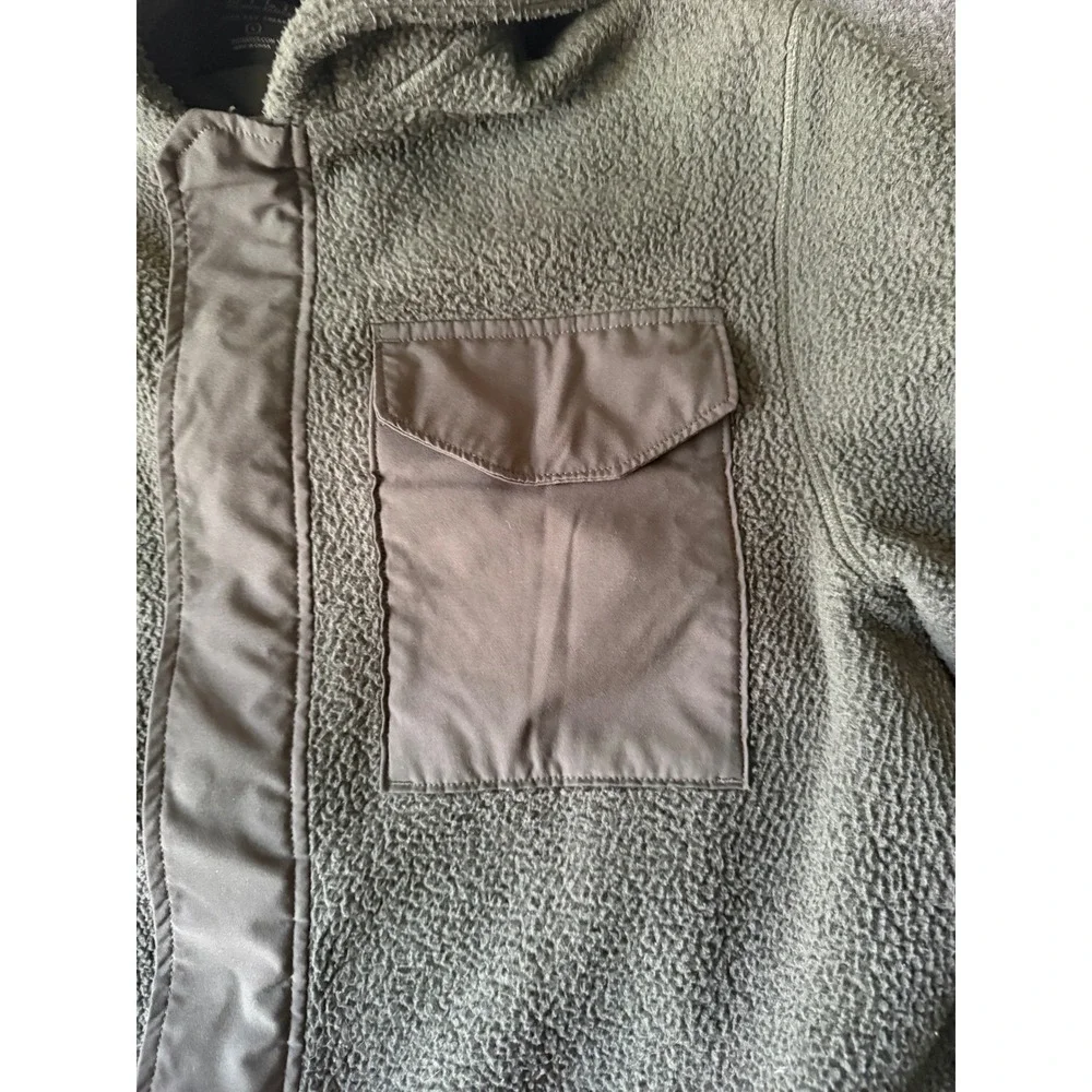 BYLT Men's Green back bay Sherpa Fleece Full Zip Hooded jacket Pockets Size L
